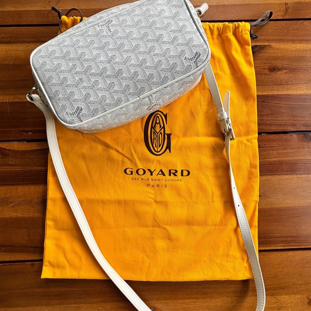 Goyard Cap Vert‎ PM White Goyardine Canvas Crossbody Bag Silver HW w/ Dustbag
